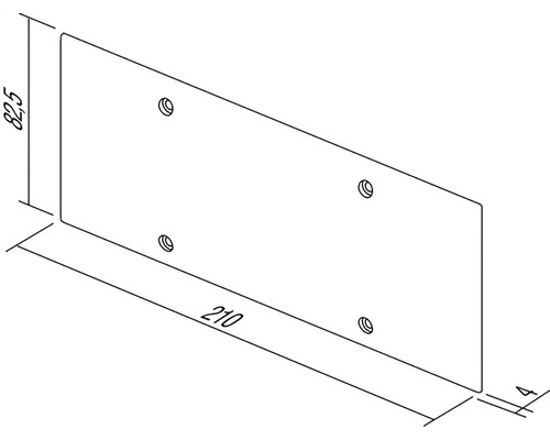 Desen tehnic al unei plăci cu dimensiuni și găuri