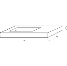Blat de lavoar cu decupaj dreptunghiular și dimensiuni