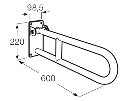 Desen tehnic al unui mâner rabatabil cu dimensiuni