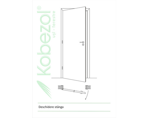 Schiță a unei uși care se deschide spre stânga