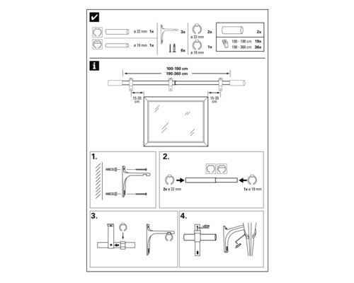 Instrucțiuni de montaj pentru o tijă de perdea