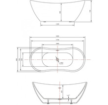 Cadă freestanding ovală Curve Max 180x72x71 cm acril alb FR13-thumb-1