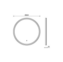 Desen tehnic al unei oglinzi rotunde cu un diametru de 800 mm și o adâncime de 30 mm