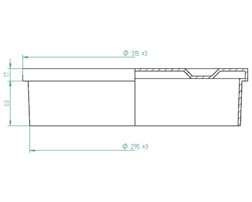 Desen tehnic al unui recipient cu indicații dimensionale