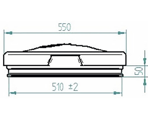 Desen tehnic cu dimensiunile produsului: lungime 550 milimetri, lățime 510 milimetri, înălțime 50 milimetri