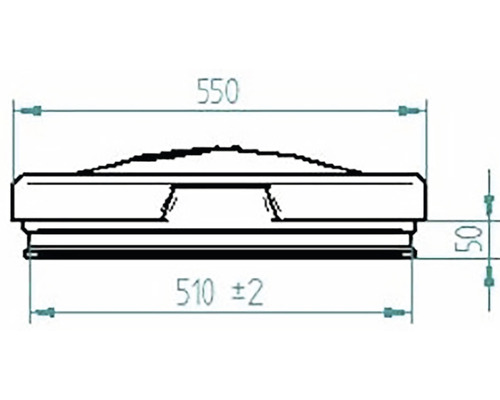 Desen tehnic cu dimensiuni: 550, 510 ± 2 și 50