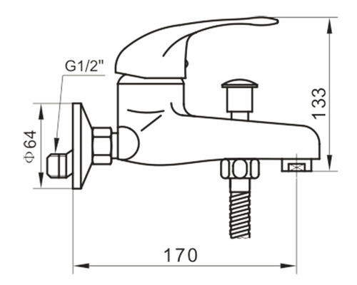 Desen tehnic al unui robinet cu dimensiuni