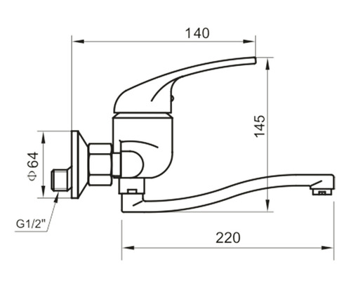Desen tehnic al unui robinet cu dimensiuni