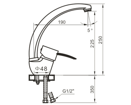 Desen tehnic al unui robinet cu dimensiuni