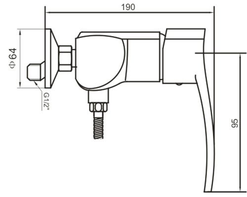 Desen tehnic al unui robinet cu dimensiuni