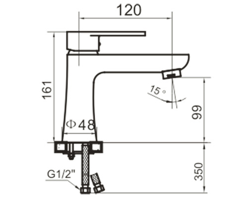 Desen tehnic al unui robinet cu cote.