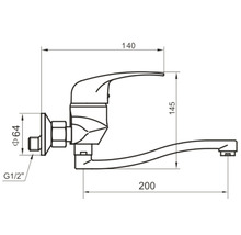 Desen tehnic al unui robinet cu dimensiuni