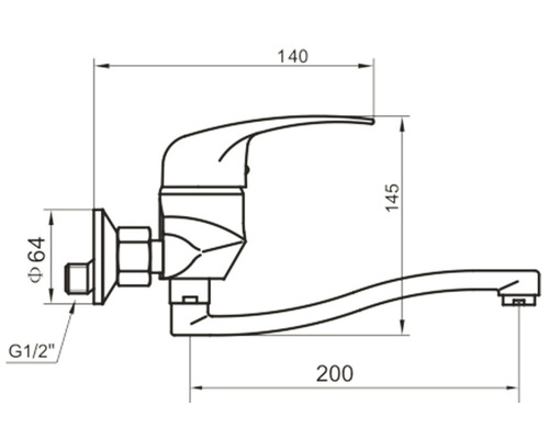 Desen tehnic al unui robinet cu dimensiuni