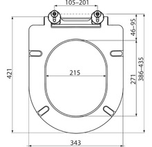 Desen tehnic al unui capac de toaletă cu dimensiuni