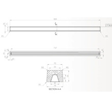 Desen tehnic cu dimensiunile unui produs