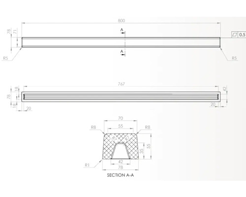 Desen tehnic cu dimensiunile unui produs