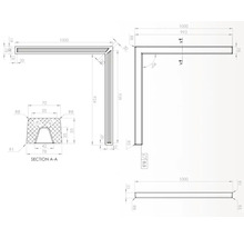 Desen tehnic al unui profil unghiular cu dimensiuni