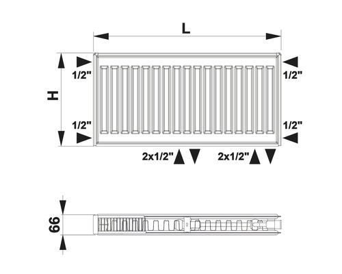 Reprezentare dimensională a unui radiator