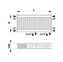 Desen tehnic al unui radiator cu dimensiuni