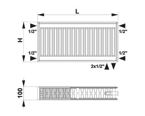 Dimensiunile unui radiator ca desen schematic