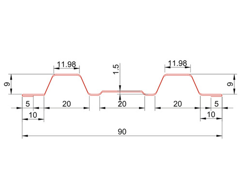 Desen tehnic al unui profil cu dimensiuni