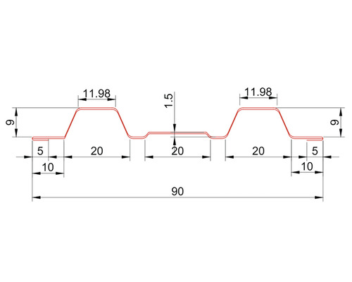 Desen tehnic al unui profil cu dimensiuni