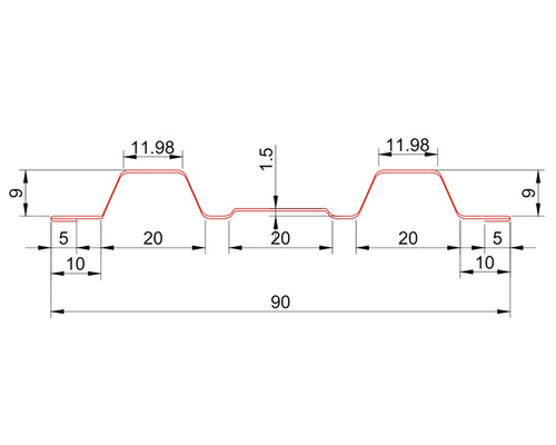 Desen tehnic al unui profil cu dimensiuni