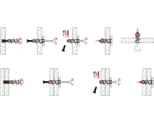 Instrucțiuni pentru instalarea unui dispozitiv de fixare cu diblu pentru cavități