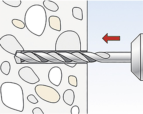 Ilustrație a unui burghiu care pătrunde într-un perete