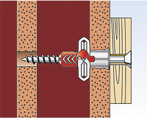 Ilustrație a unei fixări cu diblu într-un perete