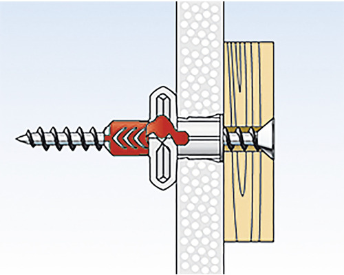 Ilustrație a unei fixări cu dibluri într-un perete