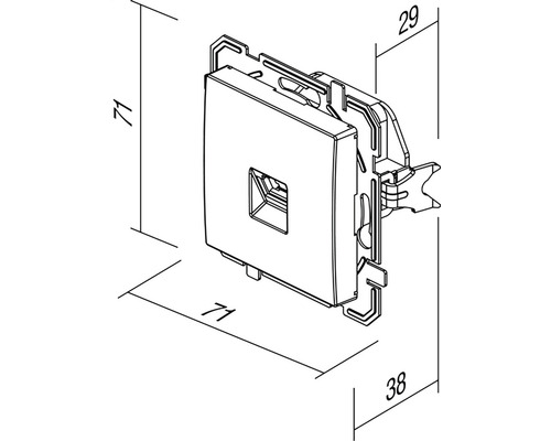 Desen tehnic al unei prize de date cu dimensiuni