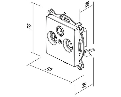 Desen tehnic al unei prize de antenă cu dimensiuni.