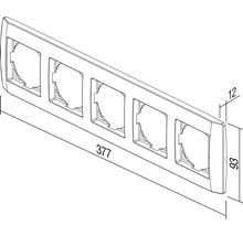 Cadru multiplu pentru prize cu dimensiunile 377x93x12 mm