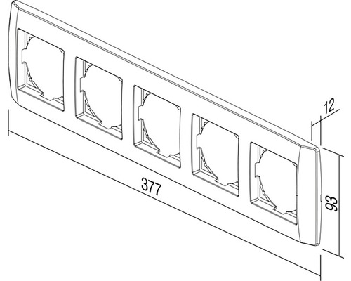 Ramă pentru cinci prize, 377 x 93 milimetri