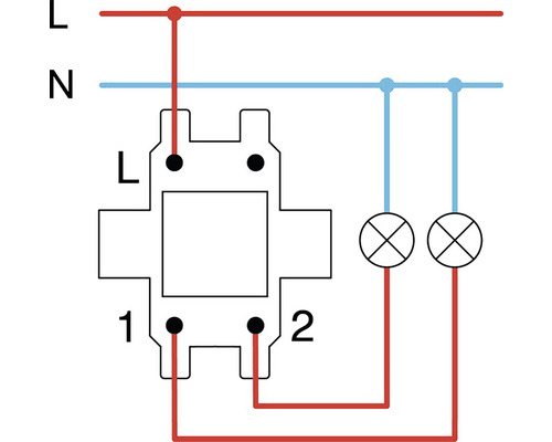 Diagramă de cablare pentru un întrerupător cu două lămpi