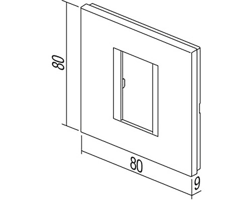 Capac de întrerupător pătrat cu dimensiunile de 80 pe 80 de milimetri