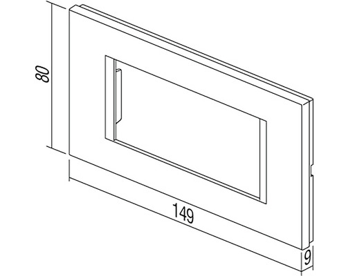 Ramă întrerupător cu dimensiunile 80 x 149 x 9 milimetri.