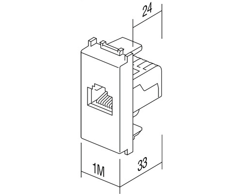 Modul RJ45 cu dimensiunile 24, 33 și 1M