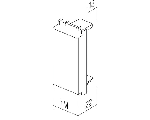 Desen al unui modul pentru instalații electrice cu dimensiunile 13, 22 și 1M