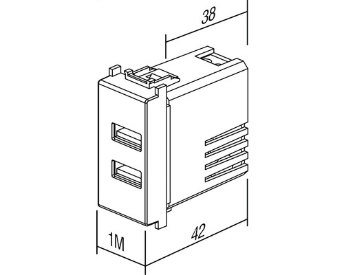 Ilustrație a unui port USB cu indicații de dimensiune