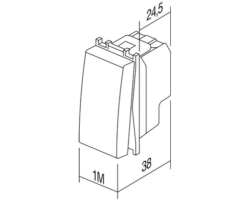 Desen tehnic al unui întrerupător cu dimensiuni.
