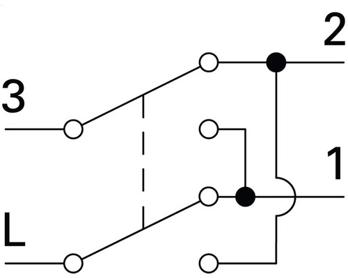 Simbol comutator cu numerele 1, 2 și 3 și cu marcajul L