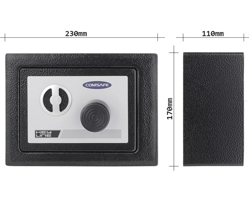 Imagine cu un seif pentru mobilă cu dimensiunile de 230 x 170 x 110 milimetri.
