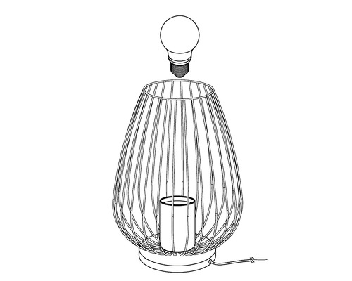 Lampă de masă decorativă cu abajur tip cușcă și bec