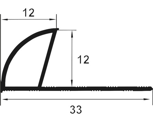 Schiță a unui profil sfert de cerc cu dimensiuni