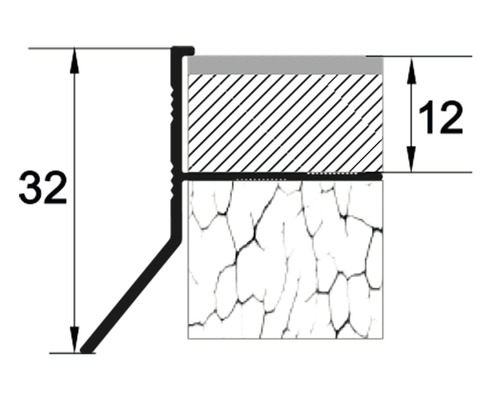 Desen tehnic al unui profil de finisaj cu dimensiunile 32 și 12.