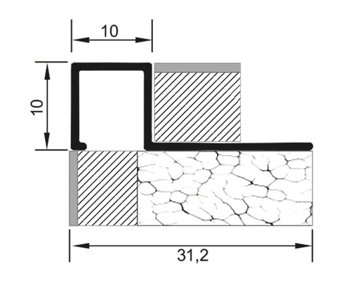 Desen tehnic al unui profil cu dimensiuni