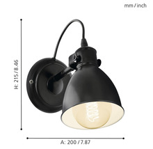 Lumină de perete neagră cu design industrial