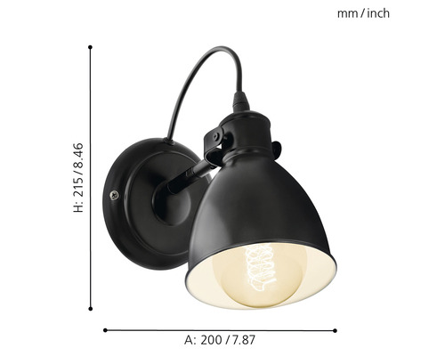 Lumină de perete neagră cu design industrial